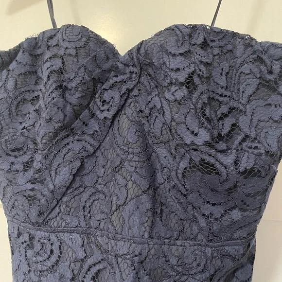 J Crew Navy lace strapless dress - Picture 2 of 3